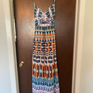 Jessica Simpson Size 12 Maxi Dress Blue and Orange
